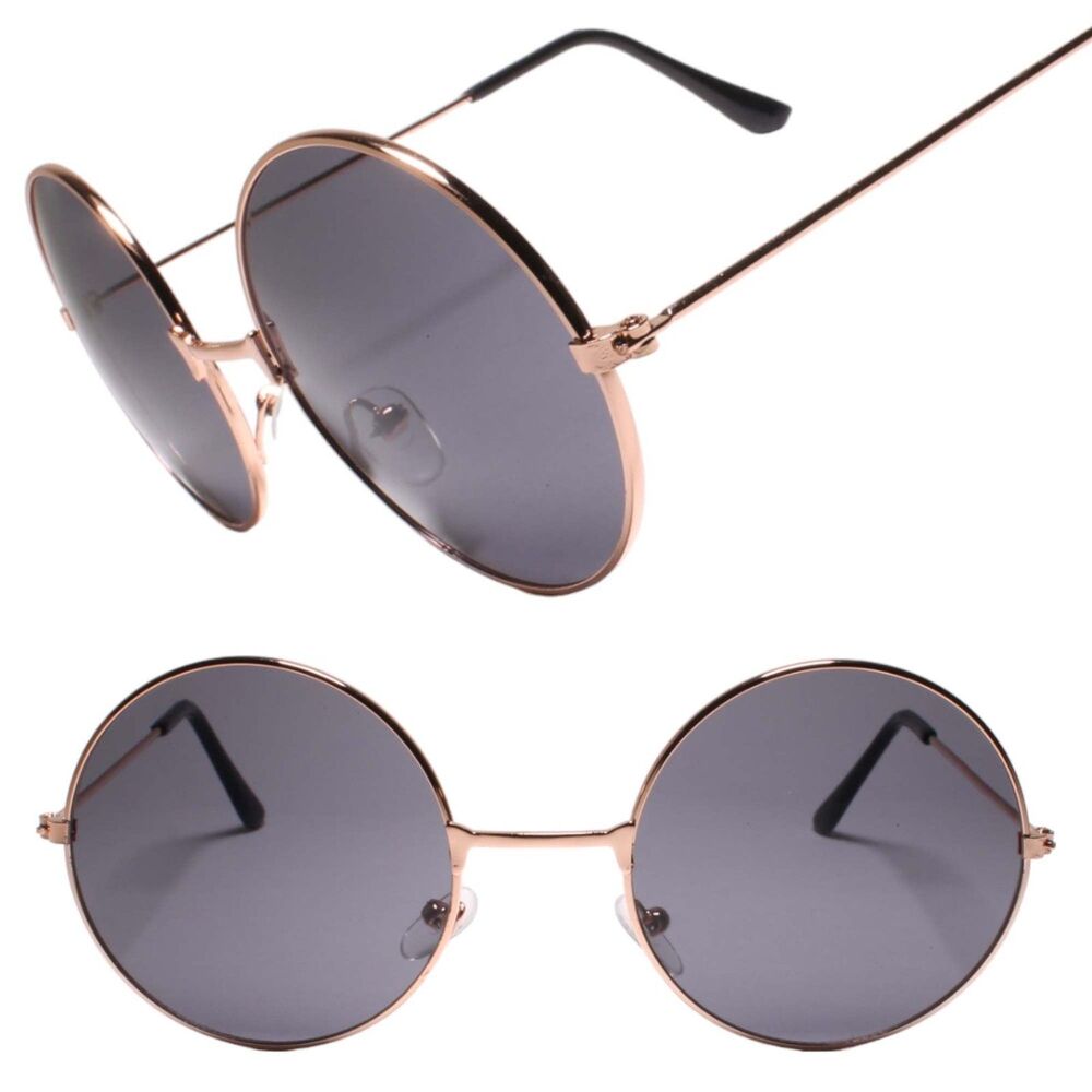 Iconic Old Fashioned Timeless Mens Womens Boho Round Gold Sunglasses